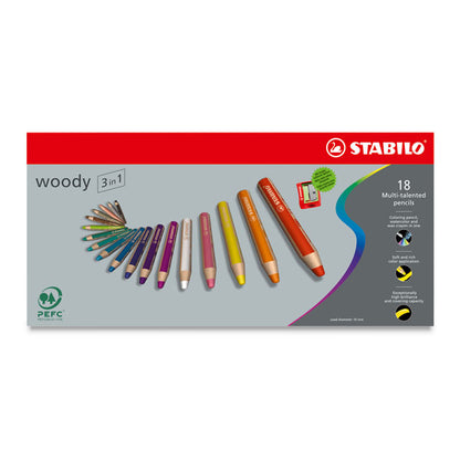 Woody 3 in 1 Colored Pencils - Set of 18