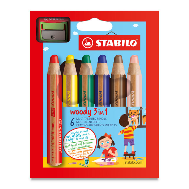 Woody 3 in 1 Colored Pencils - Set of 6