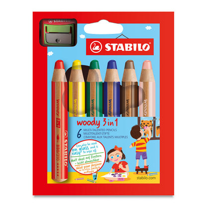 Woody 3 in 1 Colored Pencils - Set of 6