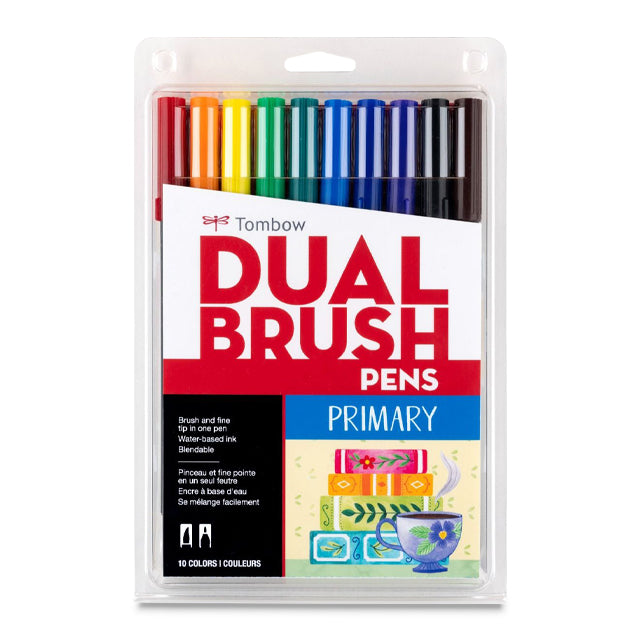 Dual Brush Pens, Primary Colors, Set of 10