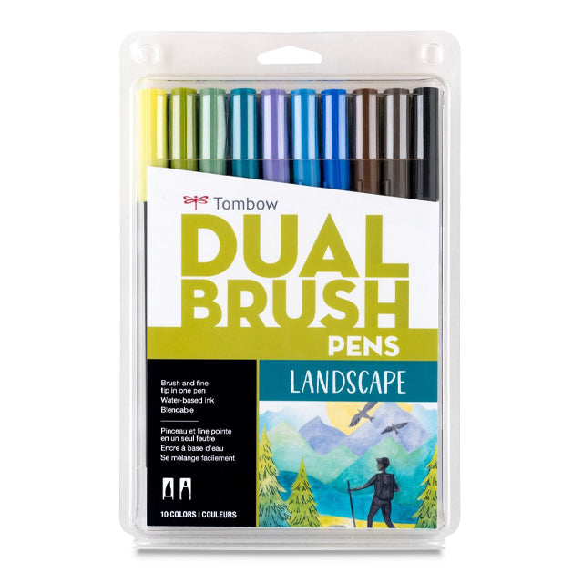 Dual Brush Pens, Landscape Colors, Set of 10