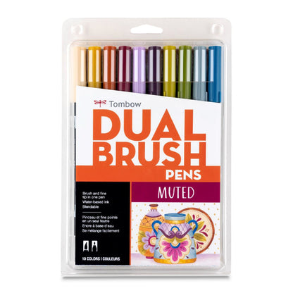 Dual Brush Pen Set, Muted Colors, Set of 10