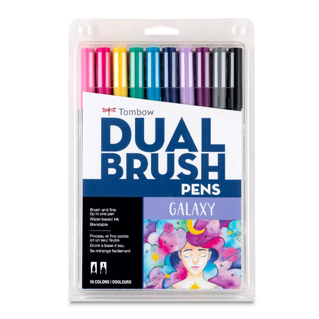 Dual Brush Pens, Galaxy Colors, Set of 10