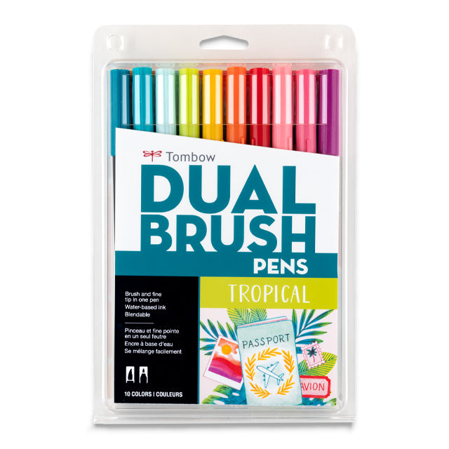 Dual Brush Pen Set - Tropical, Set of 10