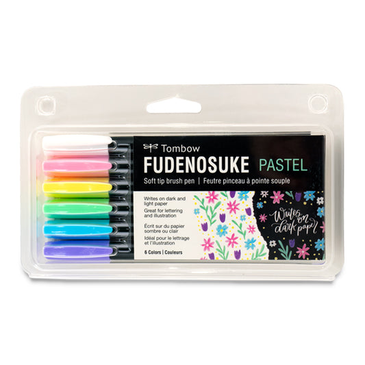 Tombow Fudenosuke Brush Pen Set - Pastel Colors, Set of 6