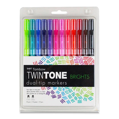 TwinTone Markers, Bright Colors, Set of 12