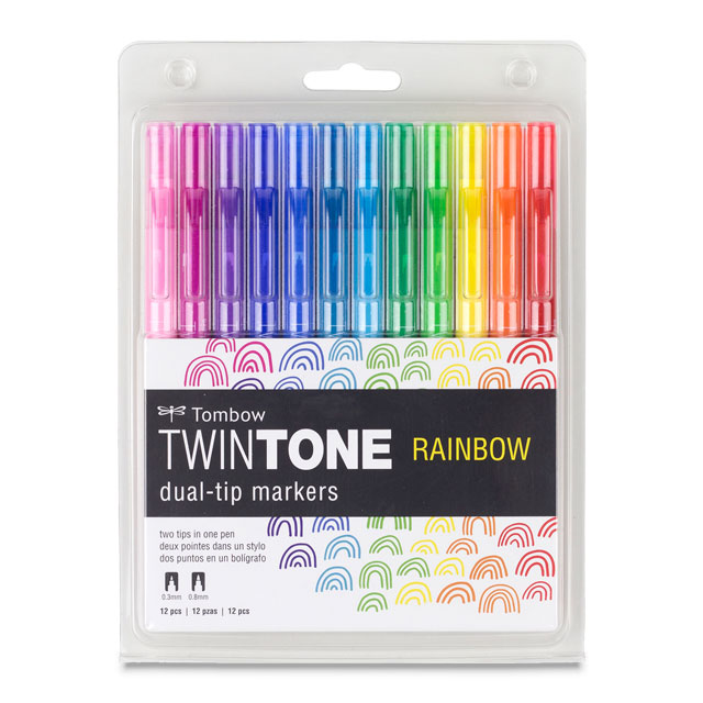 TwinTone Markers, Rainbow Colors, Set of 12