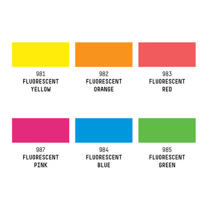 Heavy Body Artist Acrylic - Fluorescent Set of 6 Color Chart