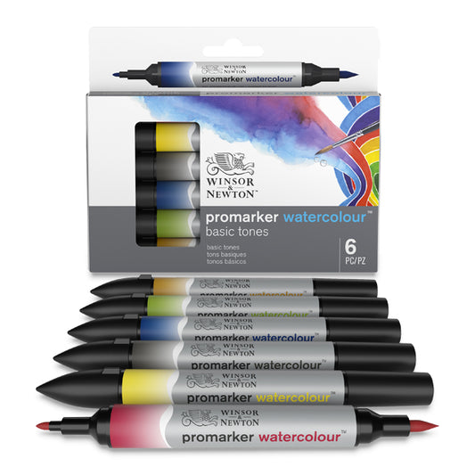 ProMarker Watercolor Markers, Set of 6 Basic Tones