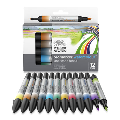 ProMarker Watercolor Markers - Landscape Tones, Set of 12