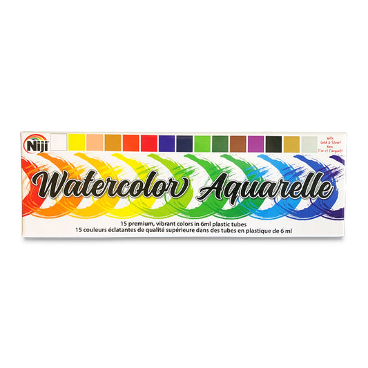 Niji Watercolor Tube Set, 15 Assorted Colors