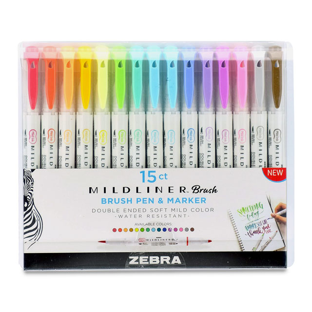 Mildliner Double Ended Brush Pen Set of 15